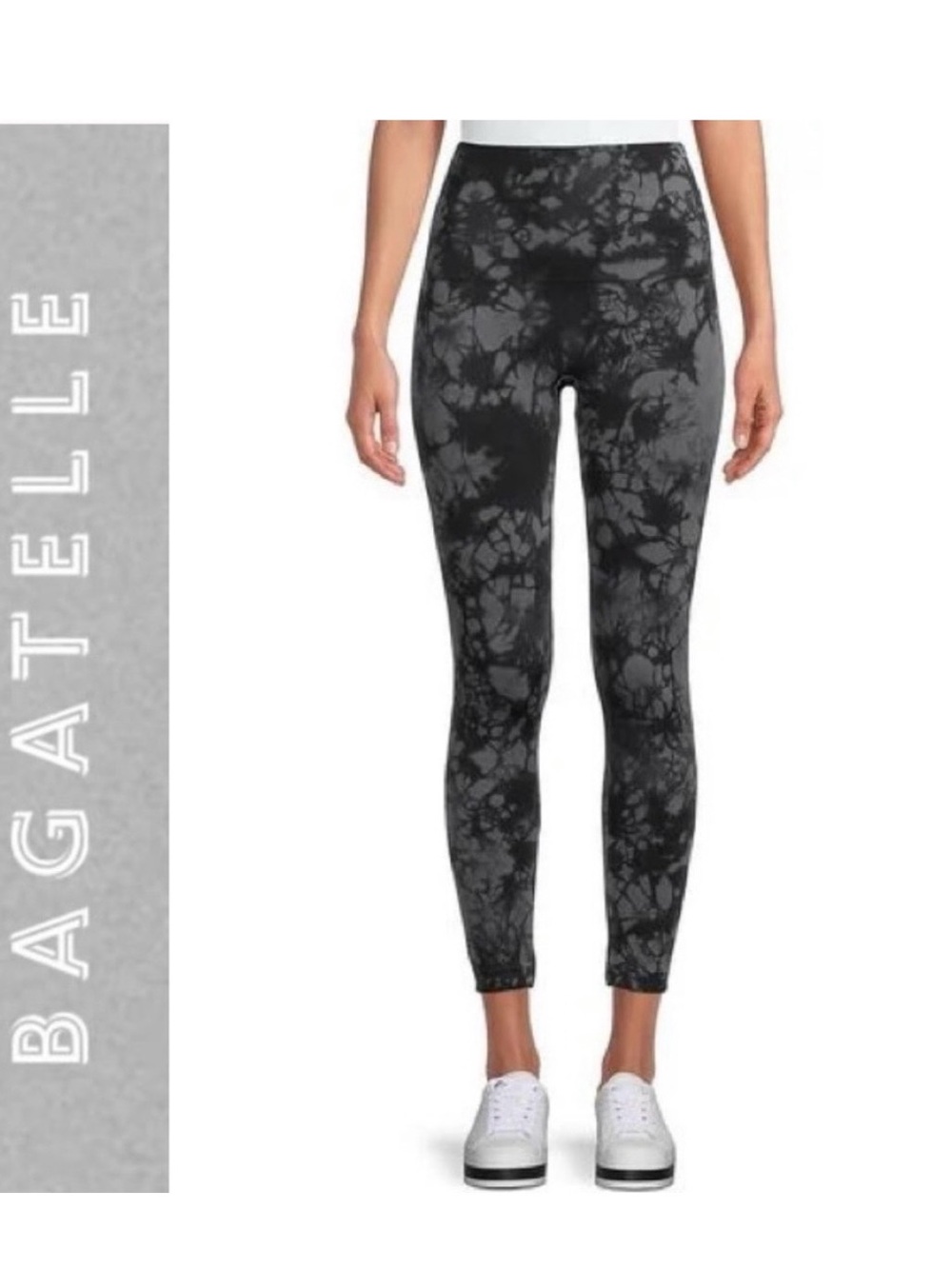 Bagatelle Black Gray Tie Dye Seamless Hi Rise Leggings Sz Medium Like New 68841